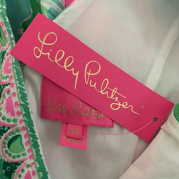 Lilly Pulitzer Dress Sz 00 Veya Aqua Al Fresco Isn't She Lovely Sleeveless Shift - Picture 6 of 12